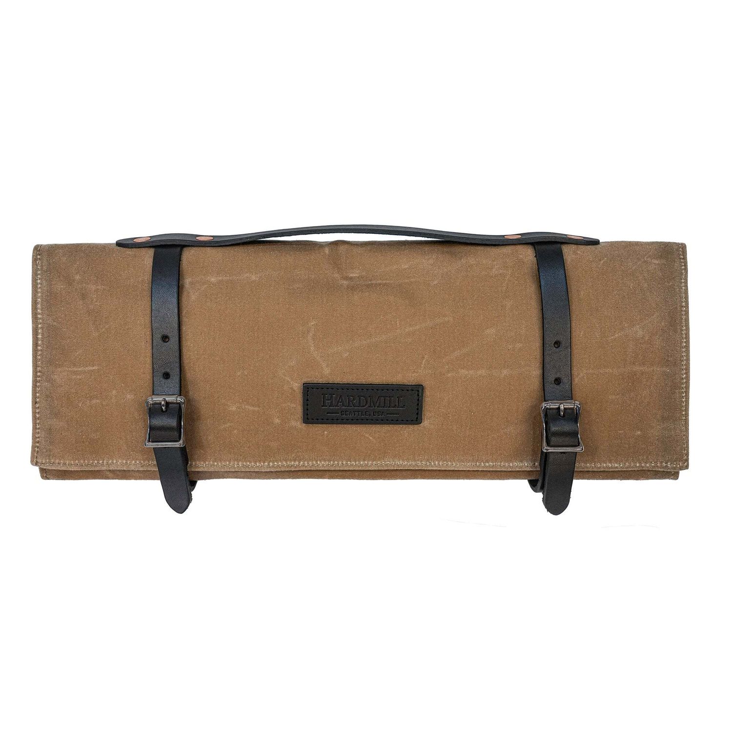 HardMill 10 Knife Roll With Zippered Pocket / Field Tan Waxed Canvas &amp; Leather