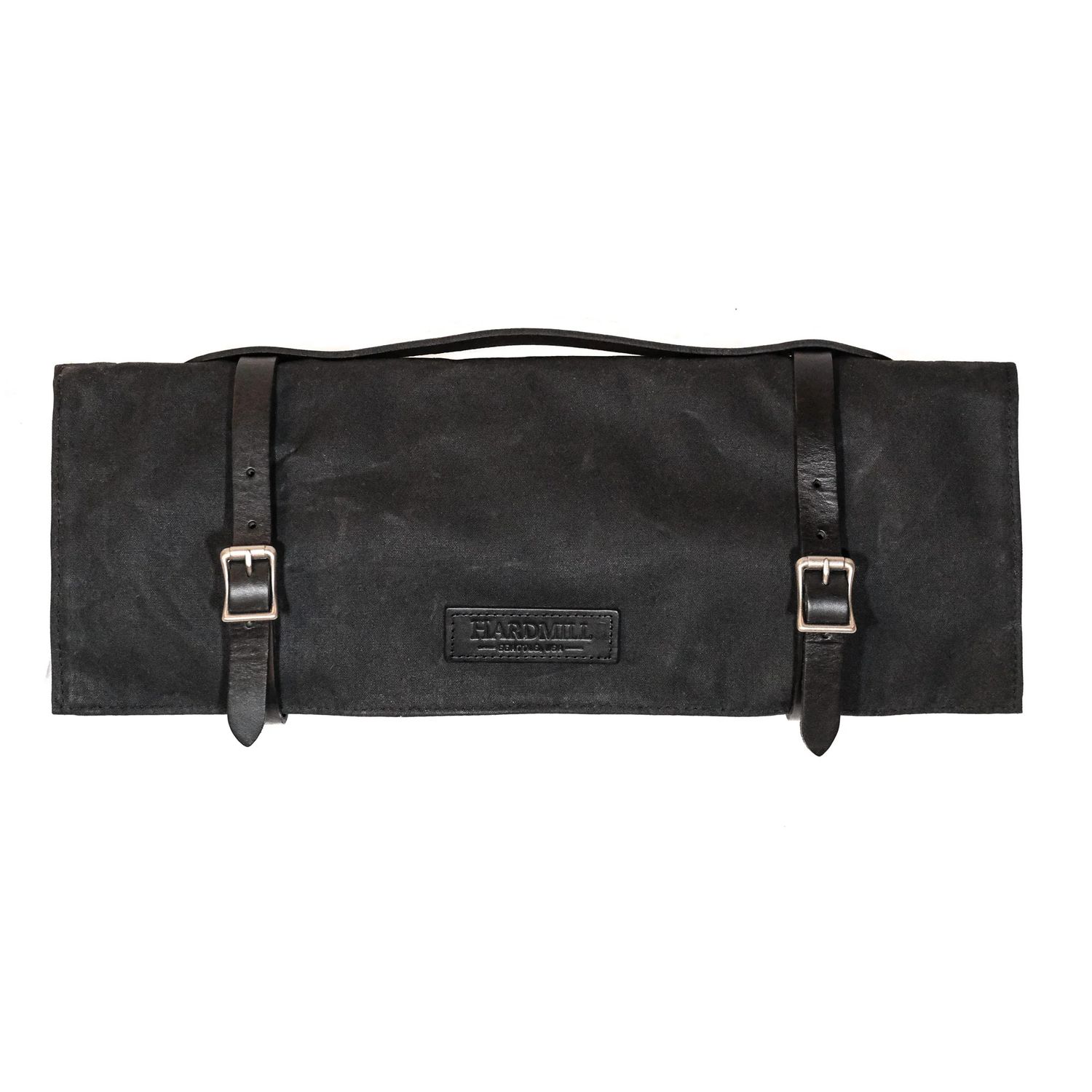 HardMill 10 Knife Roll With Zippered Pocket / Black Waxed Canvas &amp; Leather