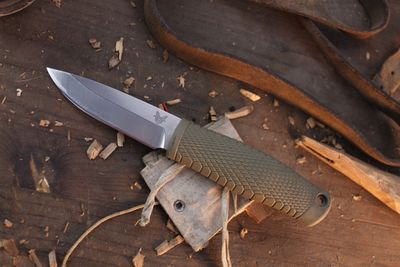 Benchmade Puukko 3.75" Fixed Blade / Green Santoprene / Satin 3V ( Pre Owned )