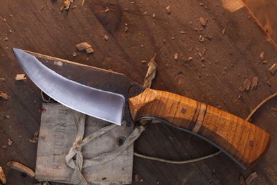 Barrett Knives Small Hunter 3.75&quot; Fixed Blade / Sculpted Maple / Forge Finished 1095