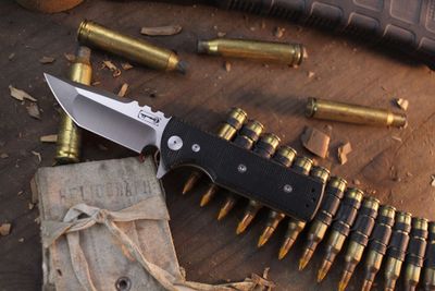 Chaves Knives Ultramar TAK 2.75&quot; Linerlock Flipper / Black Canvas Micarta / Satin M390 ( Pre Owned )