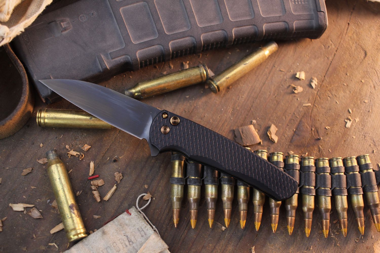 Pro-Tech Malibu Wharncliffe 3.3&quot; Button Lock Flipper / Black Dragon Scale Aluminum &amp; Rose Gold Hardware / Smokey Grey MagnaCut