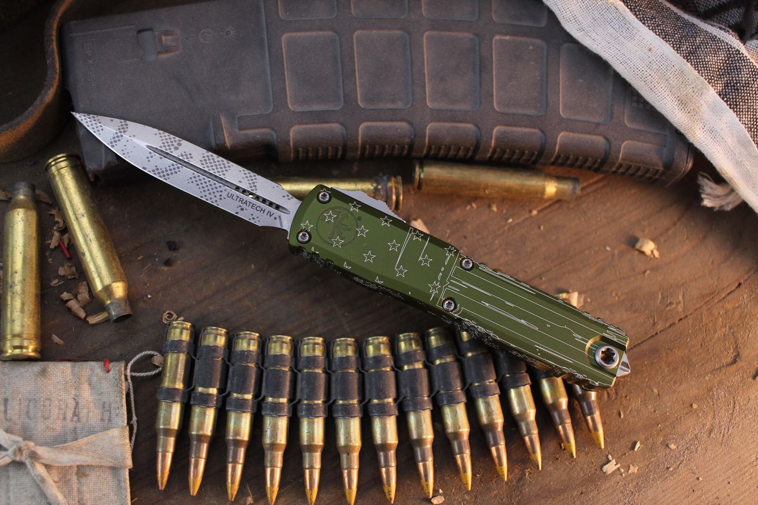 Microtech Ultratech D/E Gen IV 3.5&quot; AUTO OTF / OD Green Hero Aluminum / Stonewashed M390MK