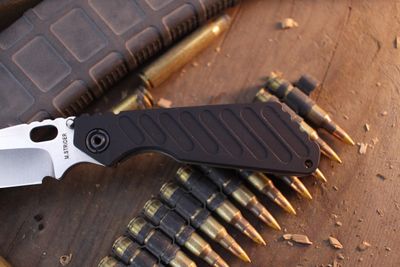 Strider Mismarked SNG Fatty 3.5" Framelock Folder / Black Milled Aluminum &amp; Flamed Ti / Stonewashed 3/4 "CTS20CV" ( Pre Owned )