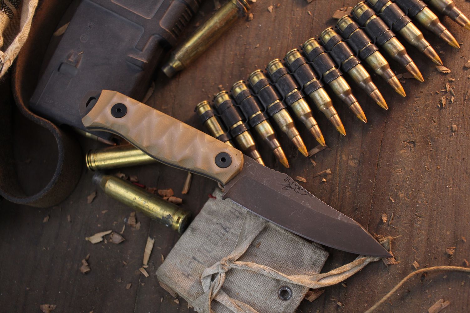 Half Face Blades Field Knife Jr. 3.5&quot; Fixed Blade / Ghost &amp; Coyote Tan G-10 / Acid Washed  S45VN