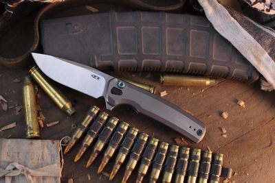 Zero Tolerance 0044 3.2" Button Lock Flipper / Bead Blasted Titanium / Stonewashed S45VN