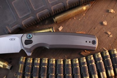 Zero Tolerance 0044 3.2" Button Lock Flipper / Bead Blasted Titanium / Stonewashed S45VN