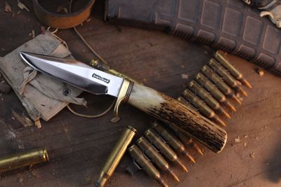 Randall Made Model 8 Trout &amp; Bird 4.125" Fixed Blade / Sambar Stag / Polished O1 ( Pre Owned )