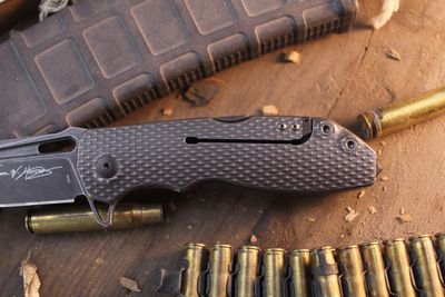 RYP Design Harsey &amp; Waugh DEMO 3.78" Framelock Flipper / Diamond Titanium &amp; Marlin Spike / Blackwashed M390 ( Pre Owned )