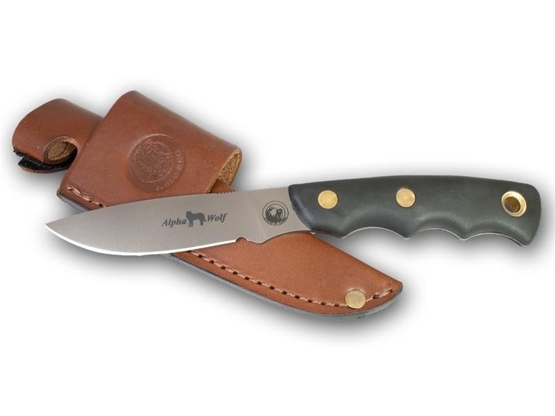 Knives of Alaska Alpha Wolf 3.75&quot; Drop Point Hunter Fixed Blade Hunting Knife, D2 Tool Steel / SureGrip™ Handle