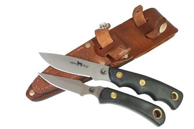 Knives of Alaska Alpha Wolf / Cub Bear Combination Fixed Blade Hunting Knife Set (D2 Steel / SureGrip™)  W/Dual Leather Sheath