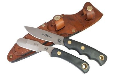 Knives of Alaska Alpha Wolf / Muskrat Combo Fixed Blade Knife (D2 Steel / SureGrip™) W/Dual Leather Sheath