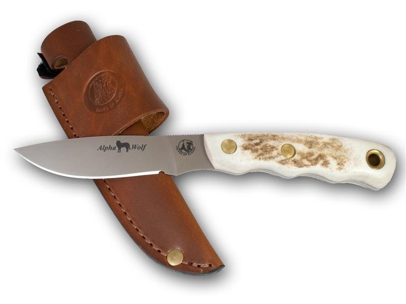 Knives of Alaska Alpha Wolf 3.75&quot; Fixed Blade Knife Drop Point, CPM S30V Blade / Stag Horn Handle
