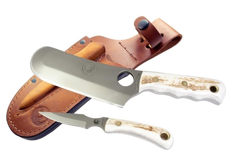 Knives of Alaska Brown Bear Combo Fixed Blade Knife Set (D2 / Stag Handle) W/Dual Leather Sheath