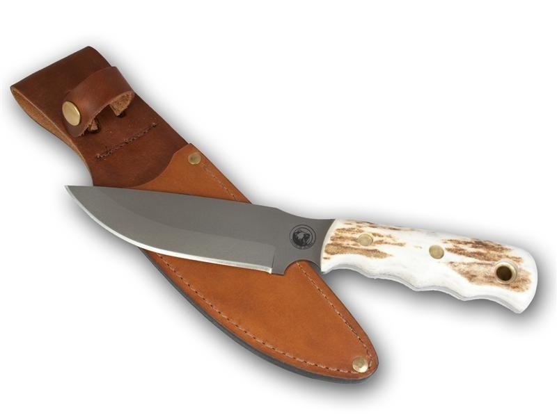Knives of Alaska Bush Camp 6&quot; Fixed Blade Drop Point Hunting Knife, D2 Tool Steel / Stag Handle