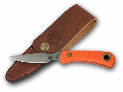 Knives of Alaska Cub Bear 2.75" Fixed Blade Drop Point Knife, D2 Tool Steel Blade / Orange SureGrip™ Handle