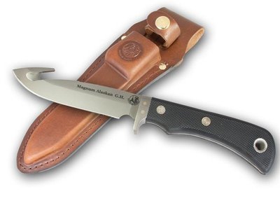 Knives of Alaska Magnum Alaskan 4.5" Fixed Blade Drop Point Gut Hook Knife, D2 Tool Steel / SureGrip™ Handle (Discontinued)