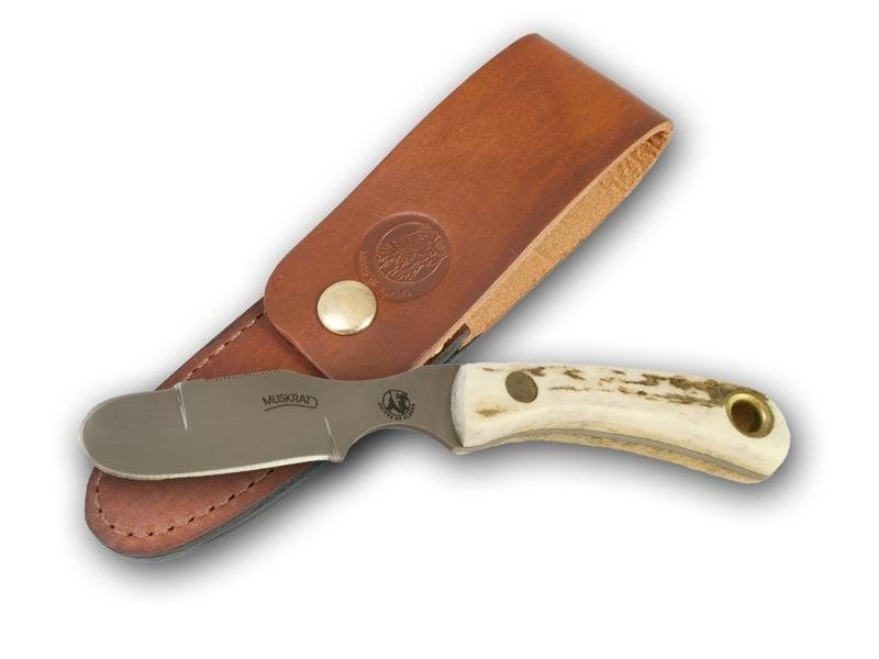 Knives of Alaska Muskrat 2.25&quot; Fixed Blade Round Point Hunting Knife, D2 Tool Steel / Stag Handle