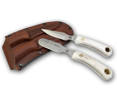 Knives of Alaska Muskrat / Cub Bear Combination Knife Set (D2 Steel / Stag Handle) W/Dual Leather Sheath