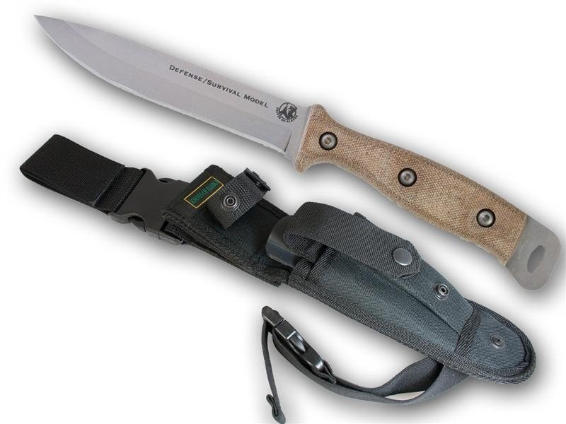 Knives of Alaska Xtreme Defense Survival 6" Fixed Blade Drop Point Knife, D2 Steel / Tan G-10 Handle