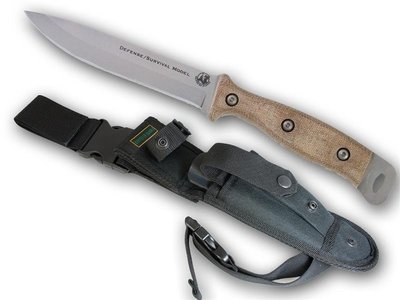 Knives of Alaska Xtreme Defense Survival 6" Fixed Blade Drop Point Knife, D2 Steel / Tan G-10 Handle ( Discontinued )