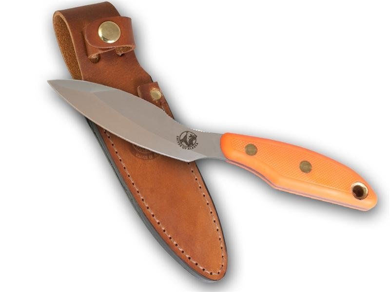 Knives of Alaska Yukon #1 3.75&quot; Fixed Blade Elliptical Hunting Knife, D2 Steel / Orange SureGrip™ Handle