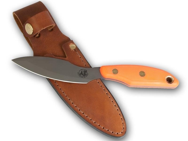 Knives of Alaska Yukon #2 3.75&quot; Fixed Blade Elliptical Hunting Knife, D2 Steel / Orange SureGrip™ Handle