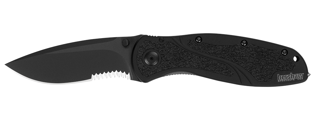 Kershaw Blur 3.375&quot; Assisted Opening Knife Black, Black Serrated