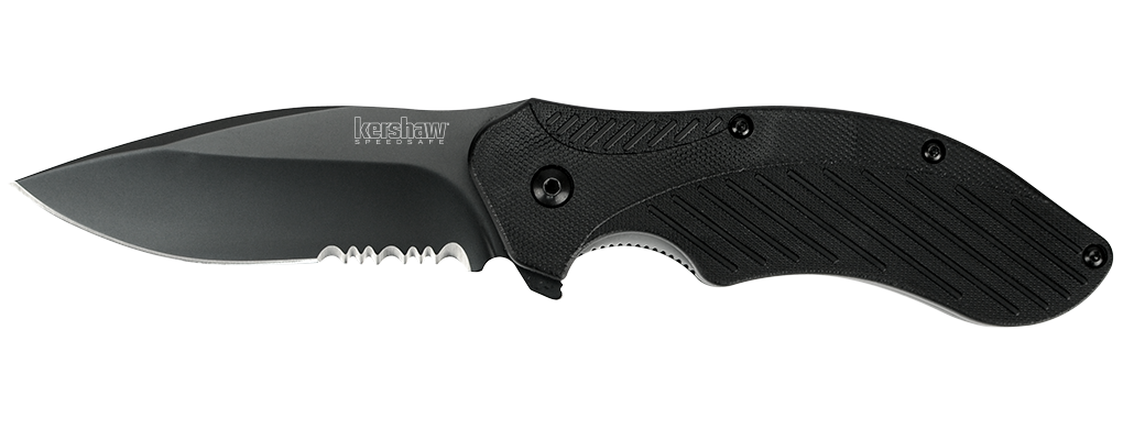Kershaw Clash 3.25&quot; Assisted Opening Knife, Black Serrated