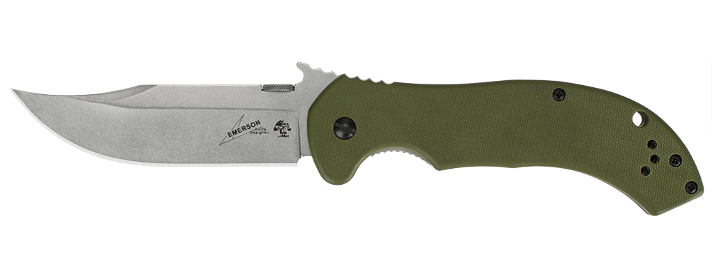 Kershaw Emerson CQC-10K 3.5&quot; Frame Lock Knife OD Green G-10, Stonewash ( Discontinued )