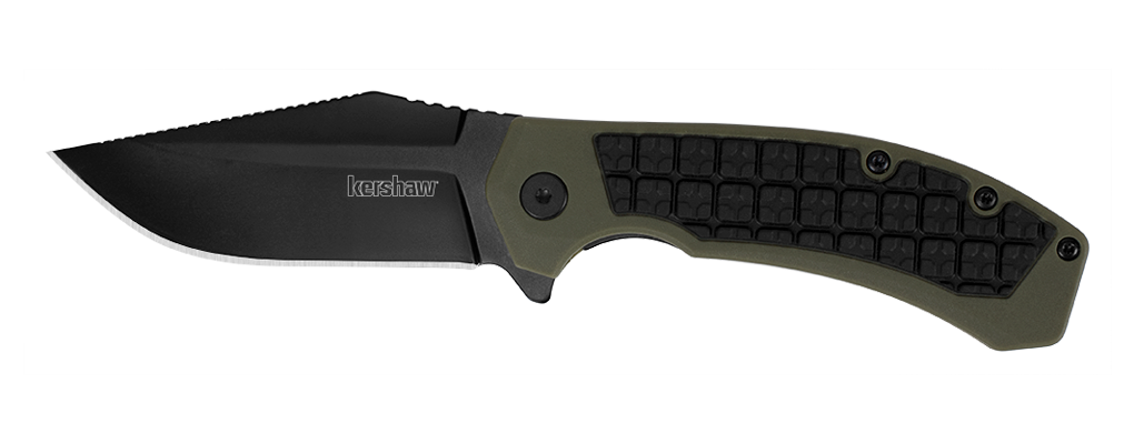 Kershaw Faultline 3&quot; Liner Lock Knife Green/Black GFN, Black
