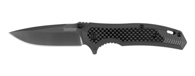 Kersahw Fringe 3&quot; Assisted Opening Flipper, Steel &amp; Carbon Fiber / Satin Steel
