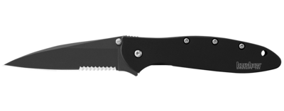 Kershaw Leek 3" Assisted Opening Knife, Black Serrated
