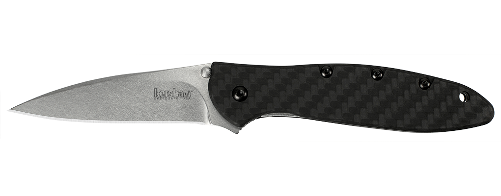 Kershaw Leek 3&quot; Assisted Opening Knife Carbon Fiber, Stonewash