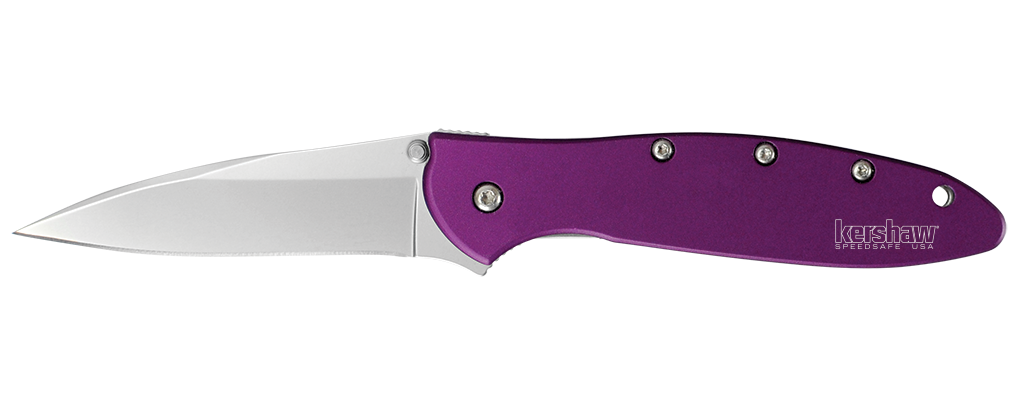 Kershaw Leek 3&quot; Assisted Opening Knife Purple, Bead Blasted