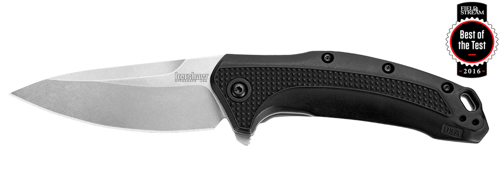 Kershaw Link 3.25&quot; Drop Point Knife Black GFN, Stonewash ( Discontinued )