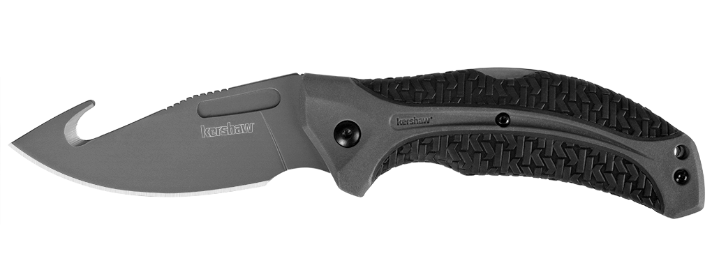 Kershaw LoneRock 3.5&quot; Folding Gut Hook Knife, Gray ( Discontinued )