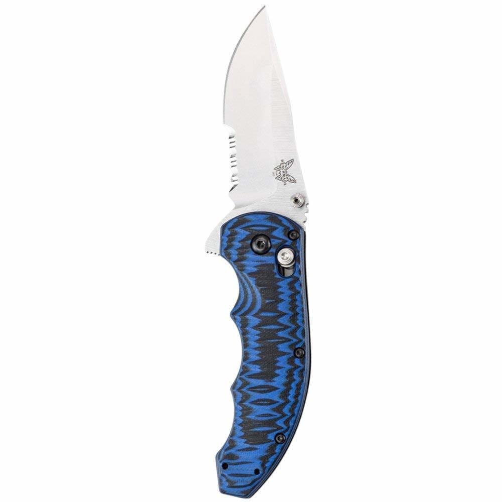 Benchmade Ball Flipper 3.18&quot; AXIS Lock Knife / Satin Serrated / Black-Blue G10 (Discontinued)