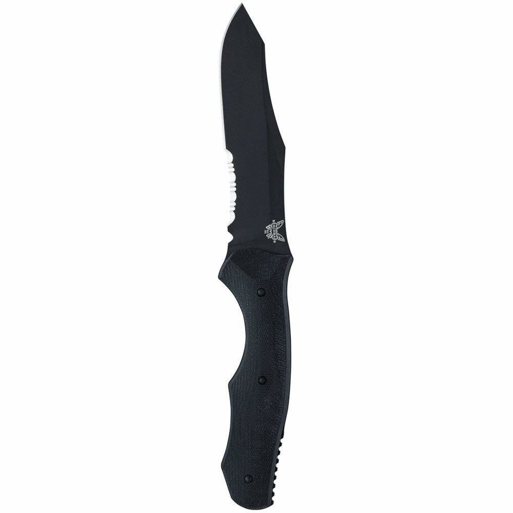 Benchmade Contego 4.97&quot; Fixed Blade Knife / Black Serrated / Black G10 (Discontinued)