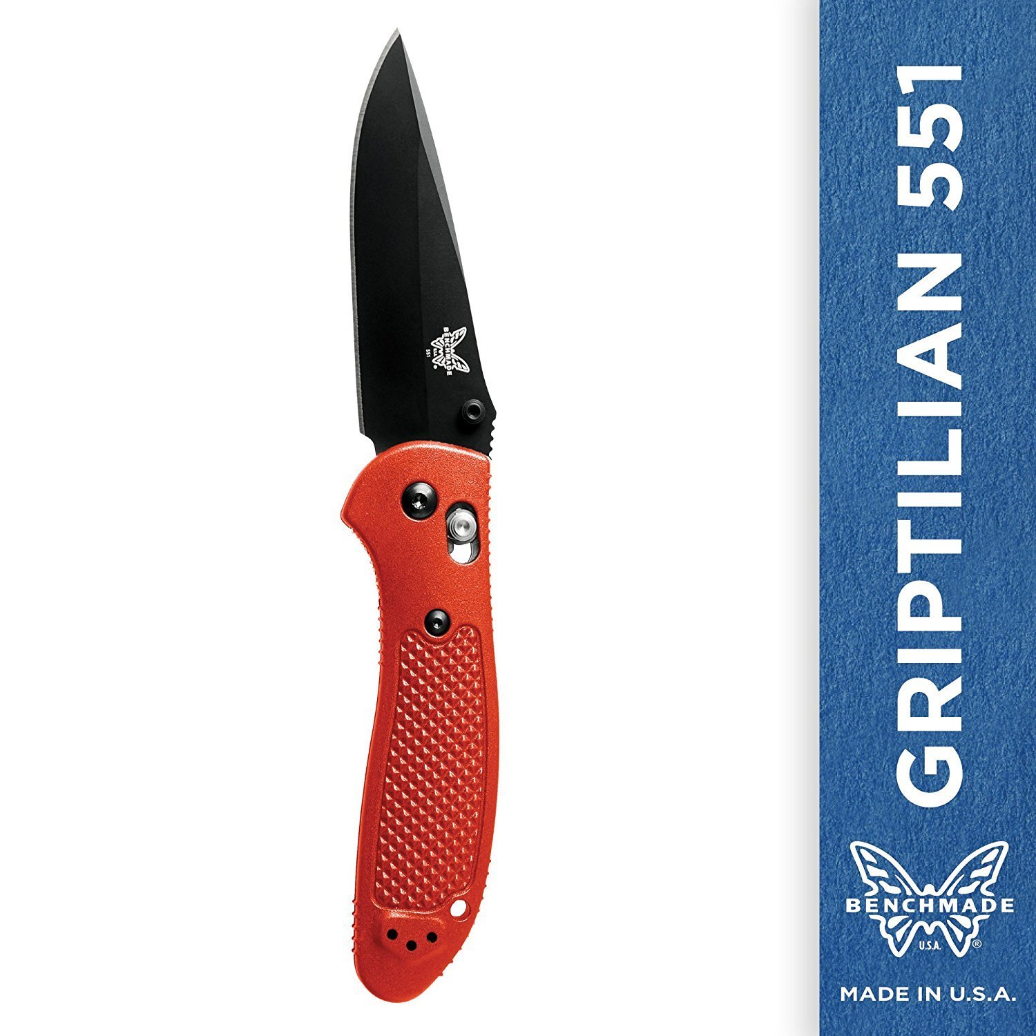 Benchmade Griptilian 3.45&quot; AXIS Lock Knife / Black / Orange ( Discontinued )