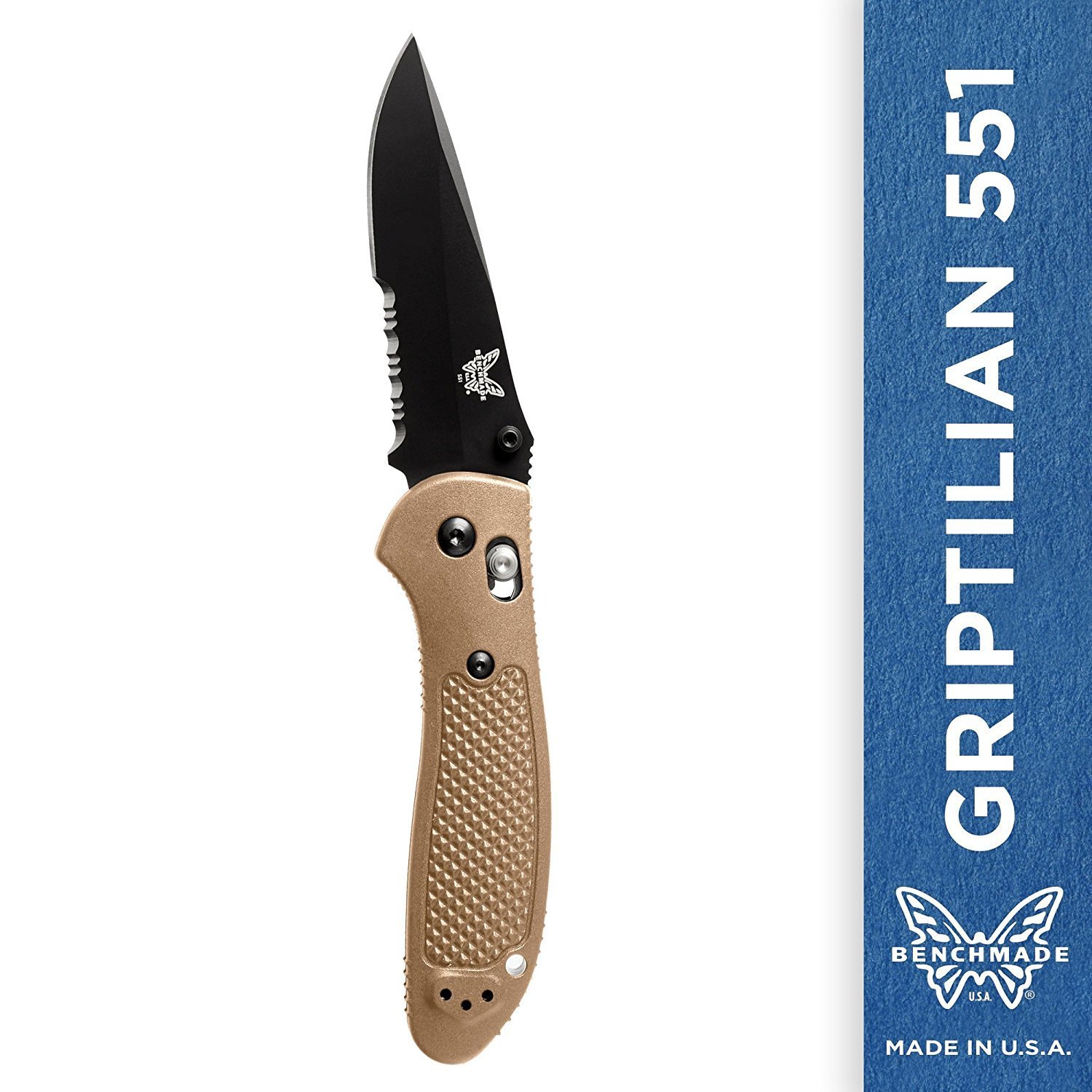 Benchmade Griptilian 3.45&quot; AXIS Lock Knife / Black / Sand / S30V ( Discontinued )