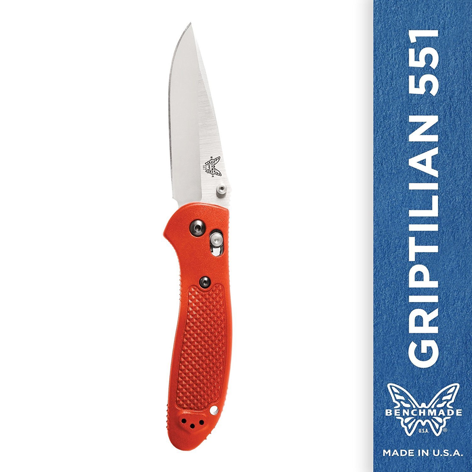 Benchmade Griptilian 3.45&quot; AXIS Lock Knife / Satin / Orange / S30V ( Discontinued )