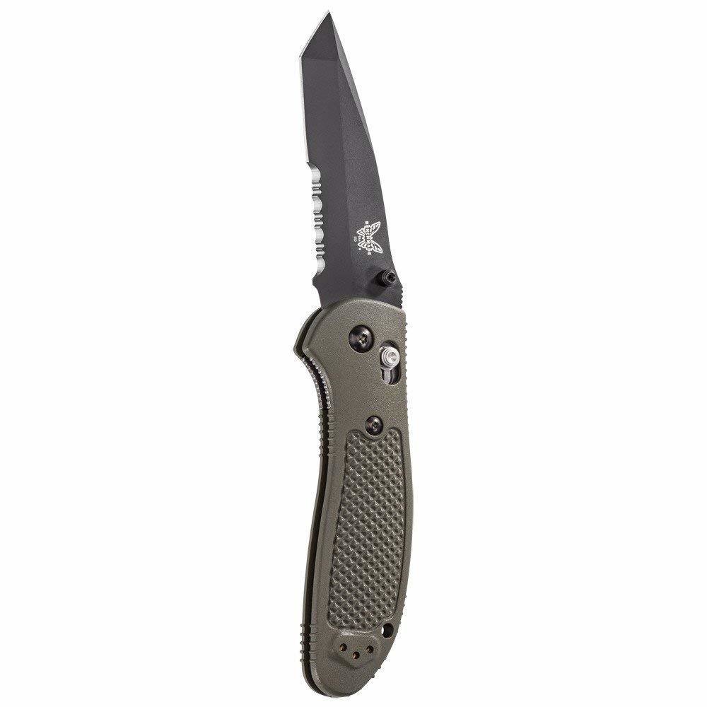 Benchmade Griptilian Tanto 3.45&quot; AXIS Lock Knife / Black Serrated / OD Green (Discontinued)
