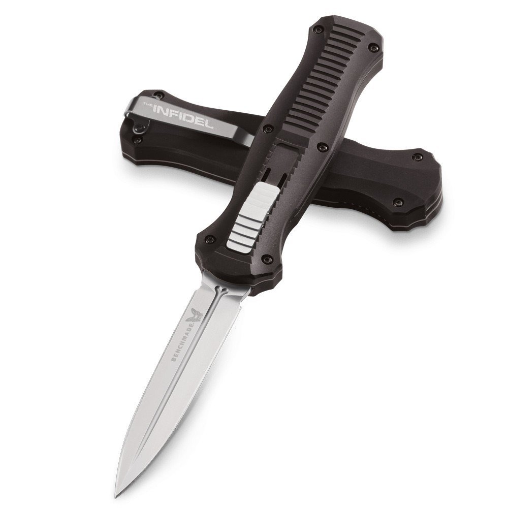 Benchmade Infidel 3.9&quot; D/A OTF Automatic Knife / Satin / Black / D2 ( Discontinued )