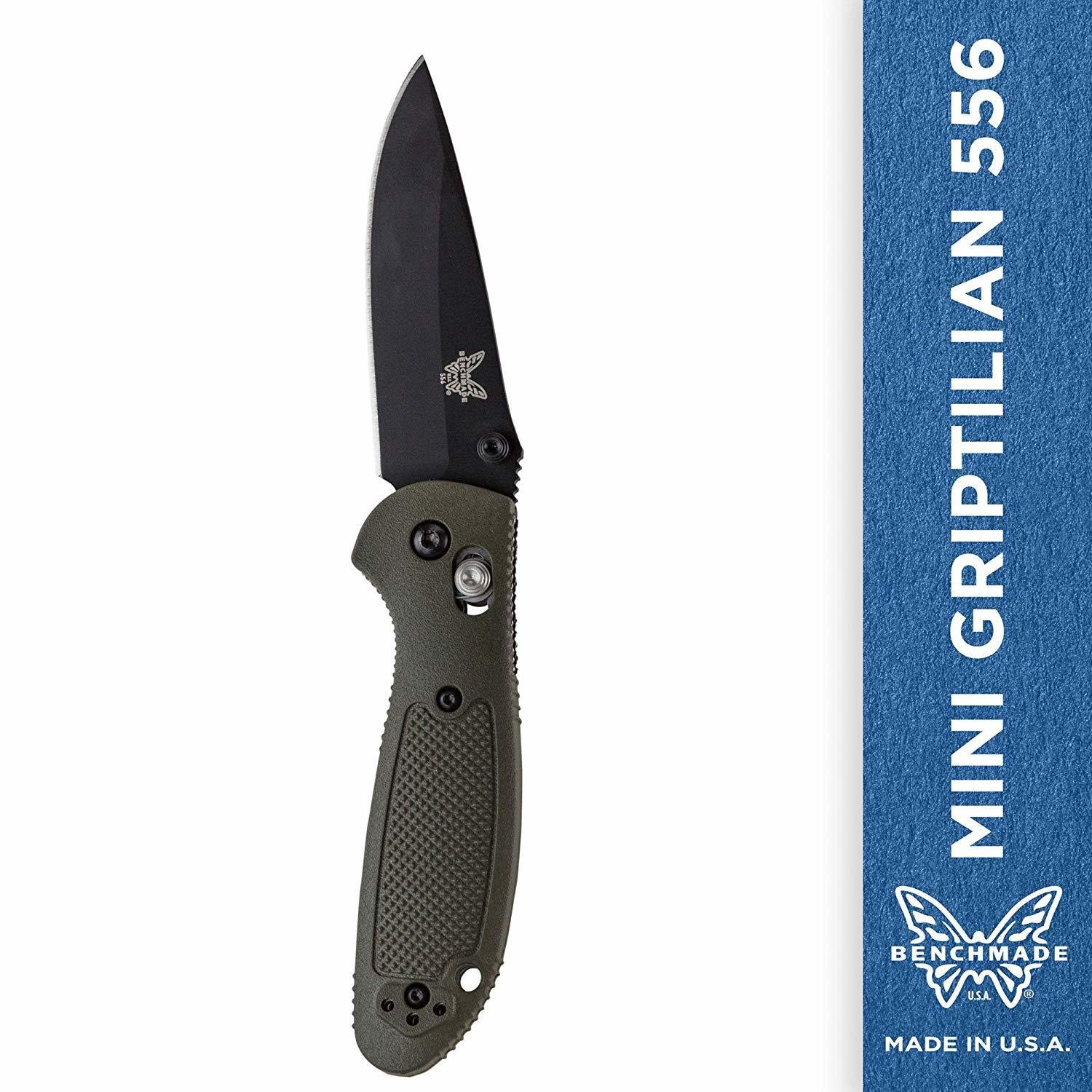 Benchmade Mini Griptilian 2.91&quot; AXIS Lock Knife / Black / Olive Drab (Discontinued)