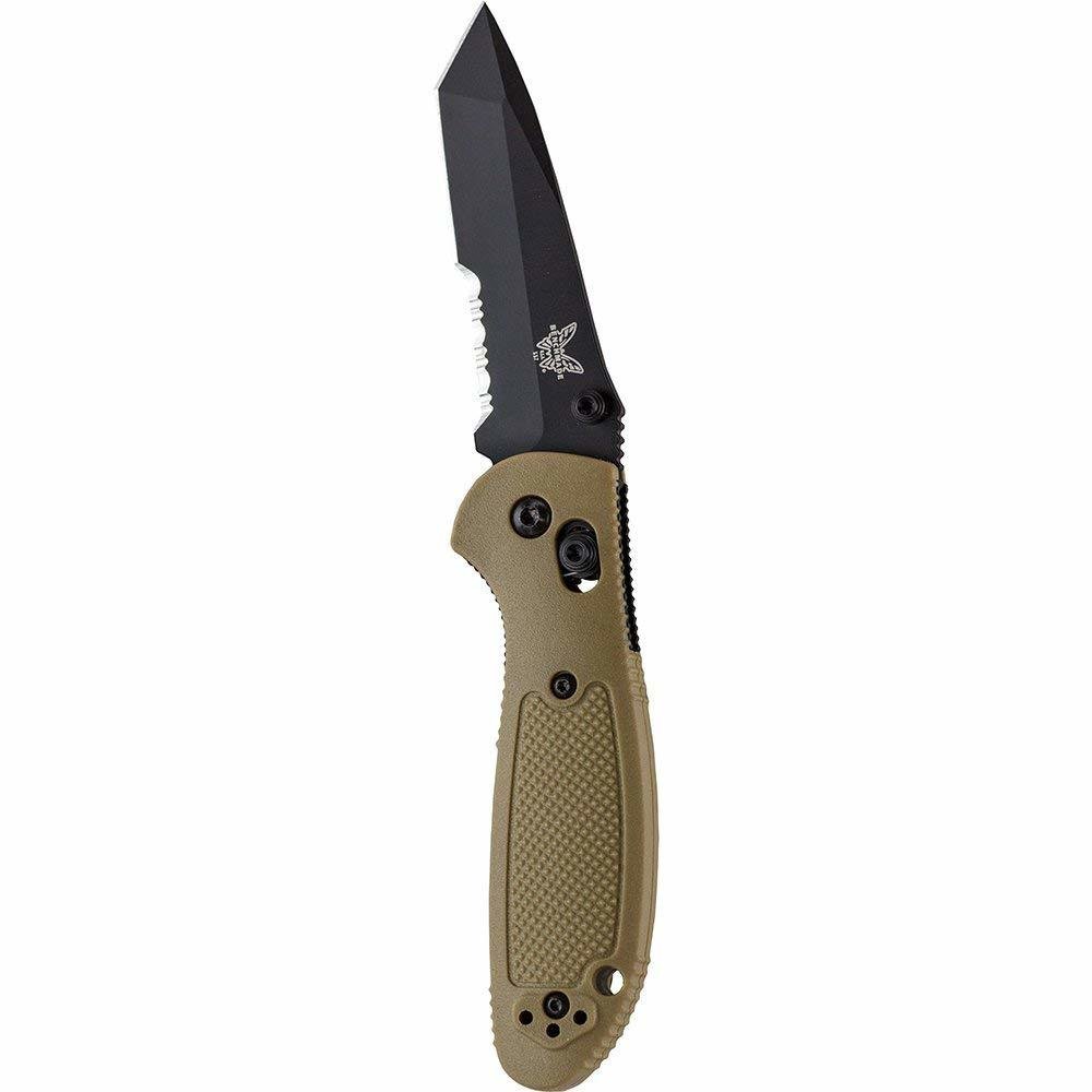 Benchmade Mini Griptilian Tanto 2.91&quot; AXIS Lock Knife / Black Serrated / Sand (Discontinued)