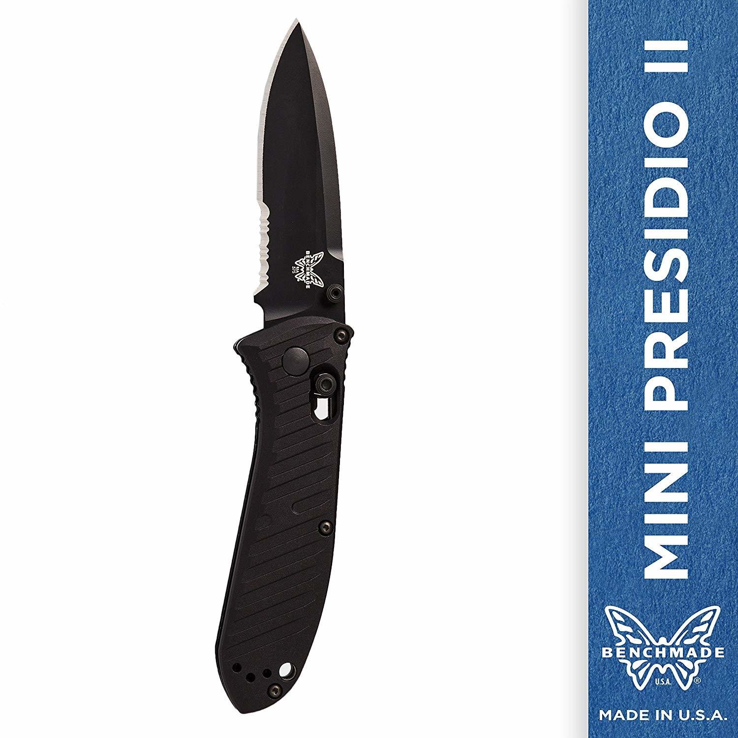 Benchmade Mini Presidio II 3.2&quot; AXIS Lock Knife / Black Serrated / Black (Discontinued)