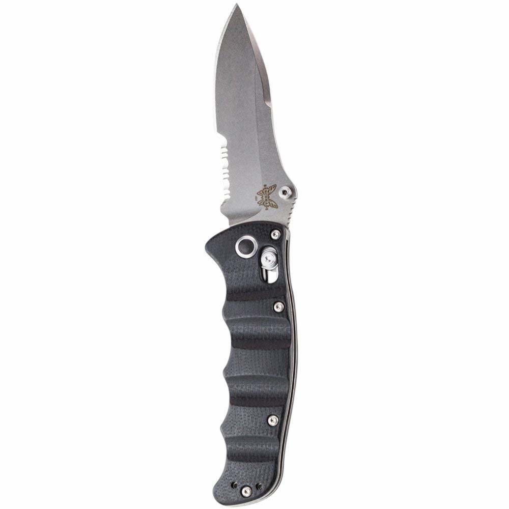 Benchmade Nakamura 3.08&quot; AXIS Lock Knife / Satin Serrated / Black G10 (Discontinued)