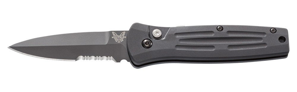 Benchmade Pardue Stimulus 2.99&quot; Automatic Knife / Black Serrated / Black (Discontinued)