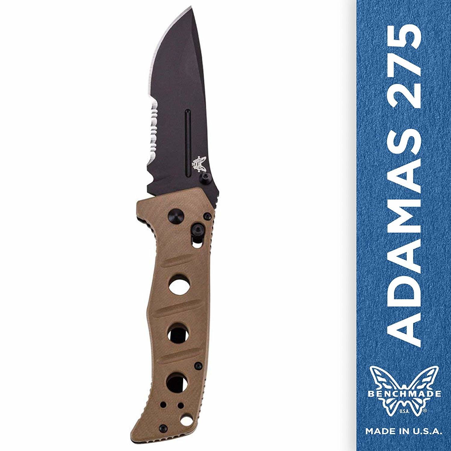 Benchmade Adamas 3.82&quot; AXIS Lock Knife / Black Serrated / Sand G10 ( Discontinued )
